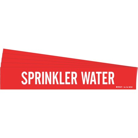 Brady SPRINKLER WATER Pipe Marker Style 1HV Polyester White on Red 1 per Card, 5 PK 106163-PK